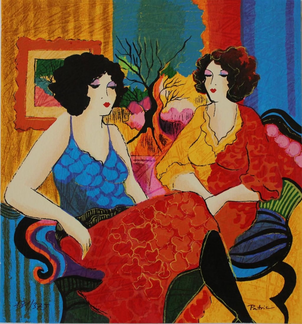 Patricia Govezensky- Original Serigraph on Paper "Models Talking": Artist: Patricia Govezensky. Medium: Original Serigraph on Paper. Title: Models Talking. Size: 11.5" x 10.5". Signature: Hand Signed by the Artist. Certificate of Authenticity: From the publisher. Ref