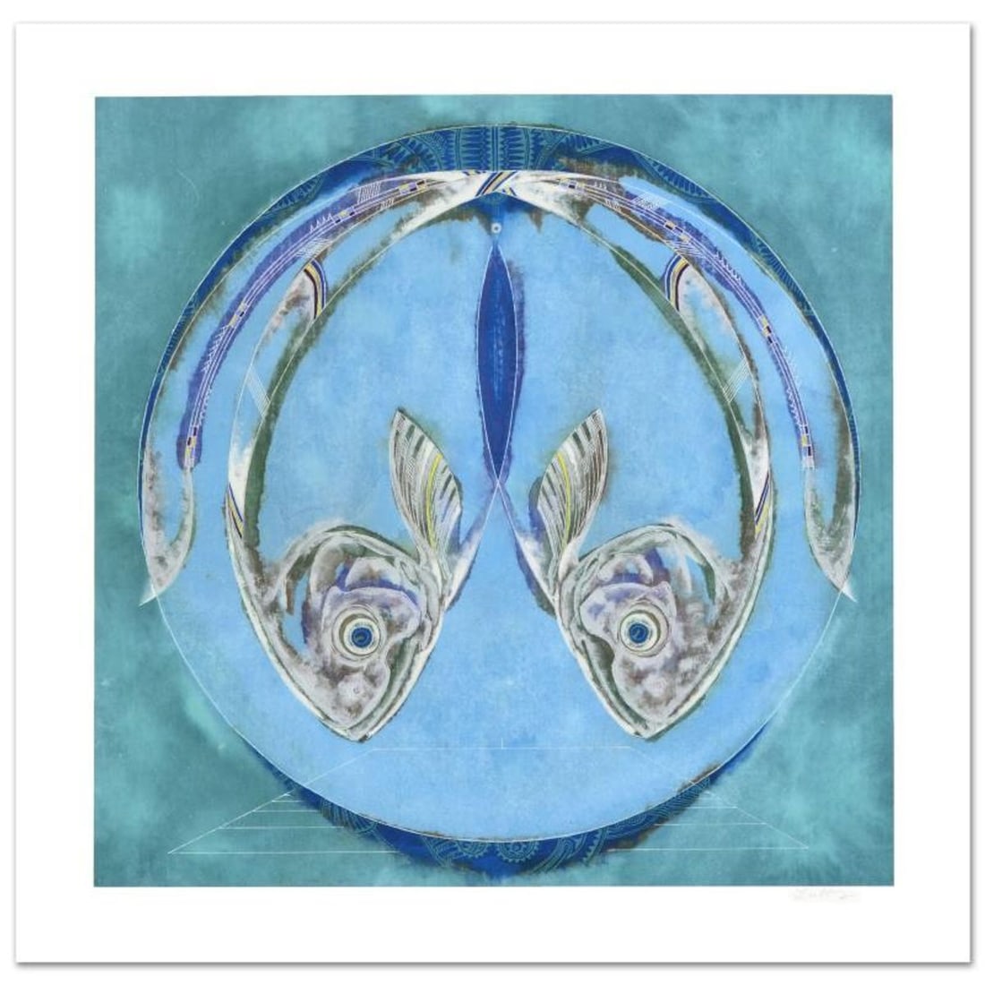 Lu Hong, "Pisces" Limited Edition Giclee, Numbered and Hand Signed with COA.: The zodiac is a phenomenological study, formed by coordination between 12 specific constellations in space and birth of one specific human being in time, contrasting 12 signs that guide the meditation