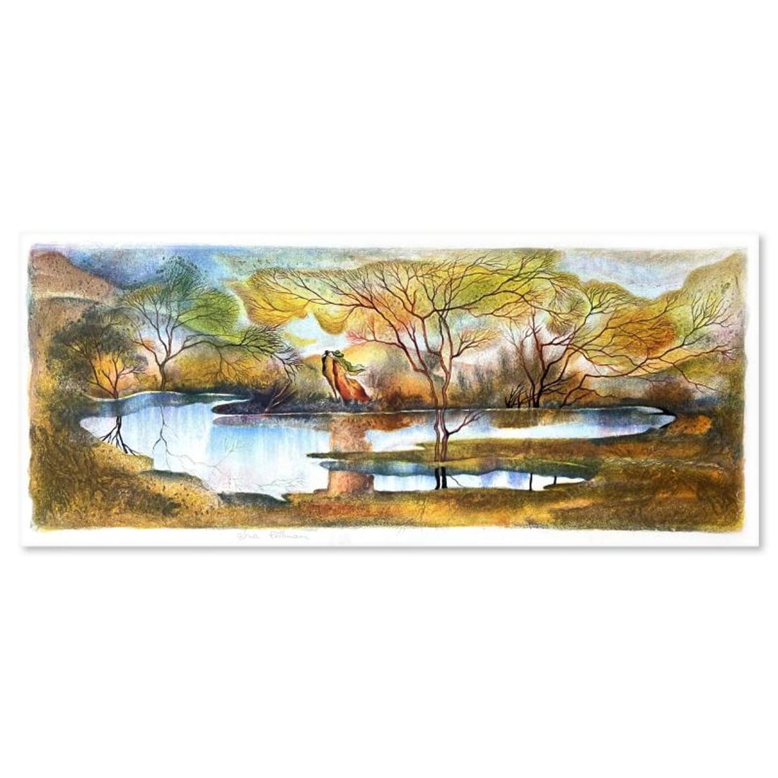 Zina Roitman, Limited Edition Serigraph, Hand Signed and Numbered, Letter of Authenticity.: This is a limited edition serigraph on paper by Zina Roitman. The piece comes hand signed by the artist, numbered, and with a letter of authenticity. Measures approximately 9" x 23". Reference#: 93397