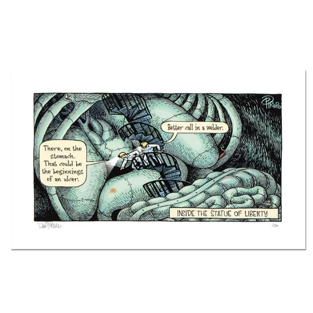 Bizarro, "Inside Liberty" Numbered Limited Edition Hand Signed by creator Dan Piraro; Letter of: Inside Liberty is a limited edition giclee on paper by Dan Piraro, creator of the critically acclaimed and award winning comic strip, Bizarro. This piece is numbered and hand signed by the artist and 