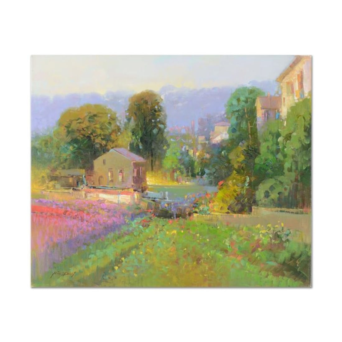 Ming Feng, "Floral Fusion" Original Oil Painting on Canvas, Hand Signed with Letter of Authenticity.: Floral Fusion is an original oil painting on stretched canvas by Ming Feng, hand signed by the artist. Includes Letter of Authenticity. Measures approx. 24" x 20" (image).