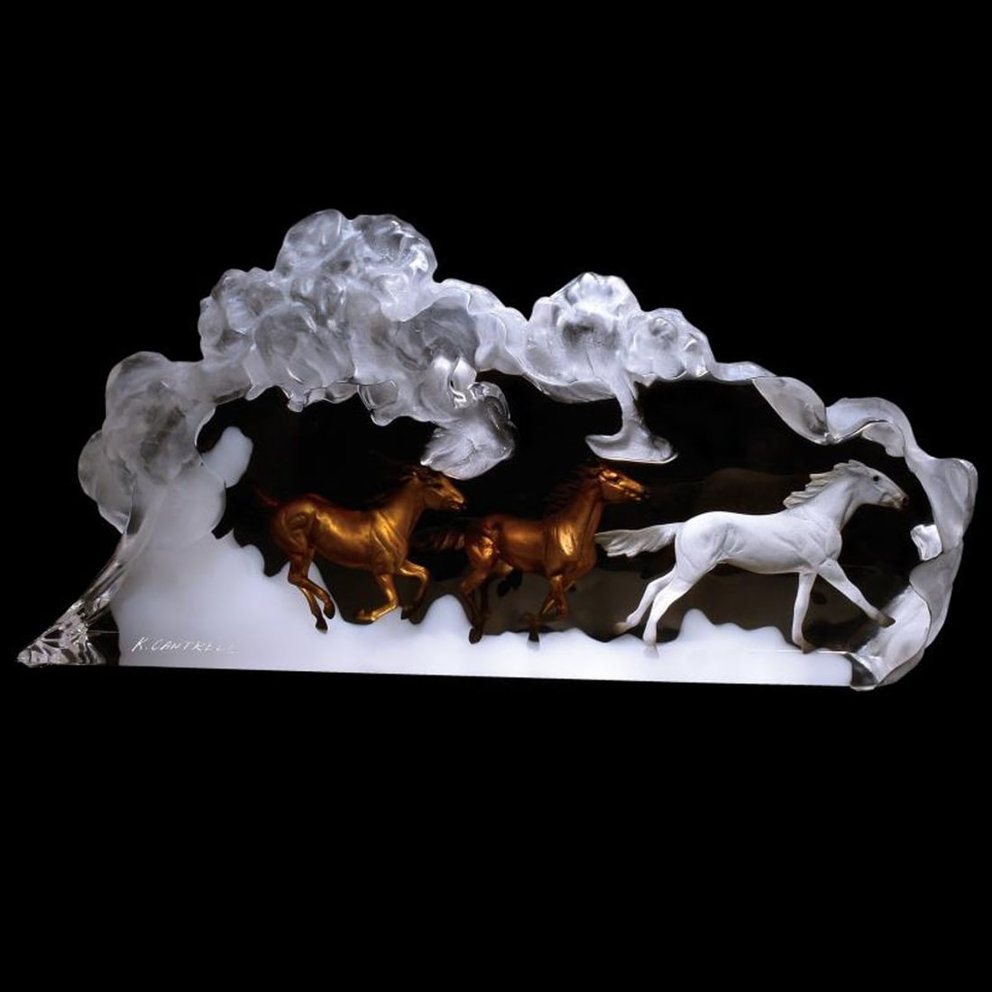 Kitty Cantrell, "Prairie Storm" Limited Edition Mixed Media Lucite Sculpture with COA.: Prairie Storm is a limited edition mixed media lucite sculpture by Kitty Cantrell. Engraved with the artists signature and number, this piece comes with a certificate of authenticity. Measures