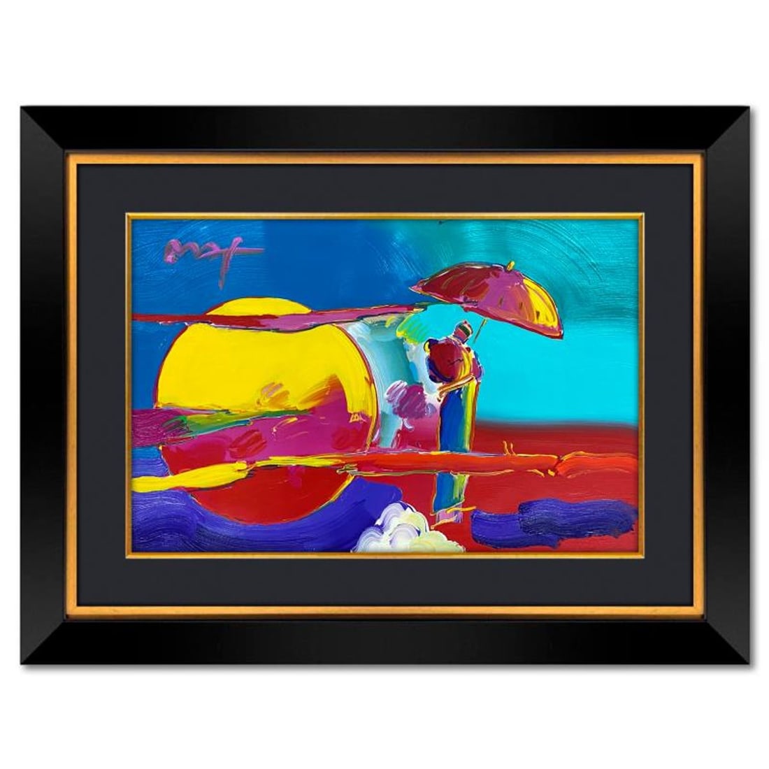 Peter Max, "New Moon 2" Framed One-of-a-Kind Mixed Media, Hand Signed with Registration Number (1 of 2)