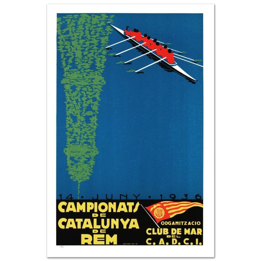 RE Society, "Campionats de Catalunya" Hand Pulled Lithograph, Image Originally by Camiro. Includes: Campionats de Catalunya is a hand pulled lithograph on paper by the RE Society, image originally by Camiro. Includes letter of authenticity. Measures approx. 15" x 22" (with border), 13" x 20"