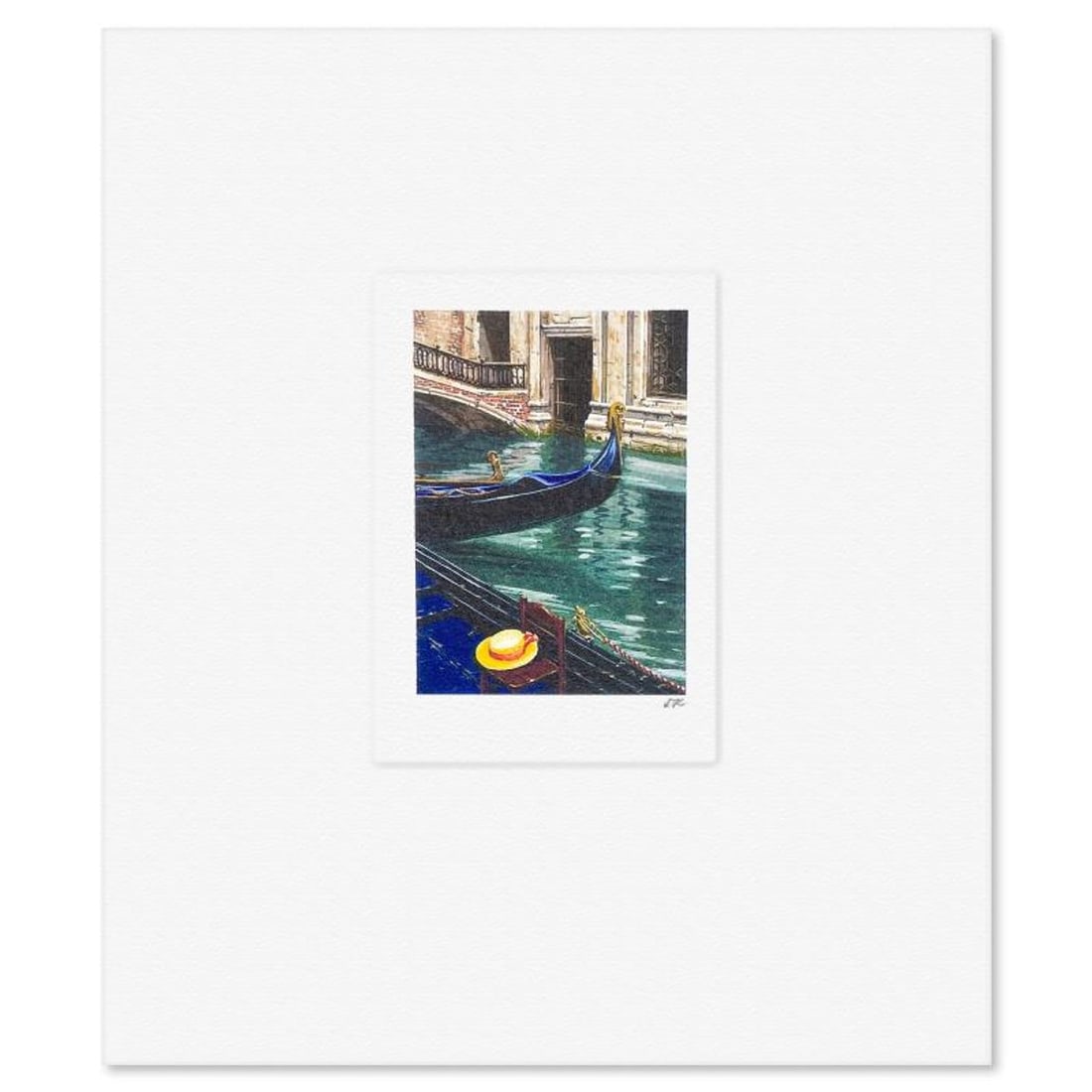 Liudmila Kondakova, "Gondola at Rest" Limited Edition Lithograph, Numbered and Hand Signed with: Gondola at Rest is a limited edition lithograph on paper by Liudmila Kondakova, hand signed by the artist. Includes Letter of Authenticity. Measures approx. 7" x 6" (border), 2.5" x 2" (image).