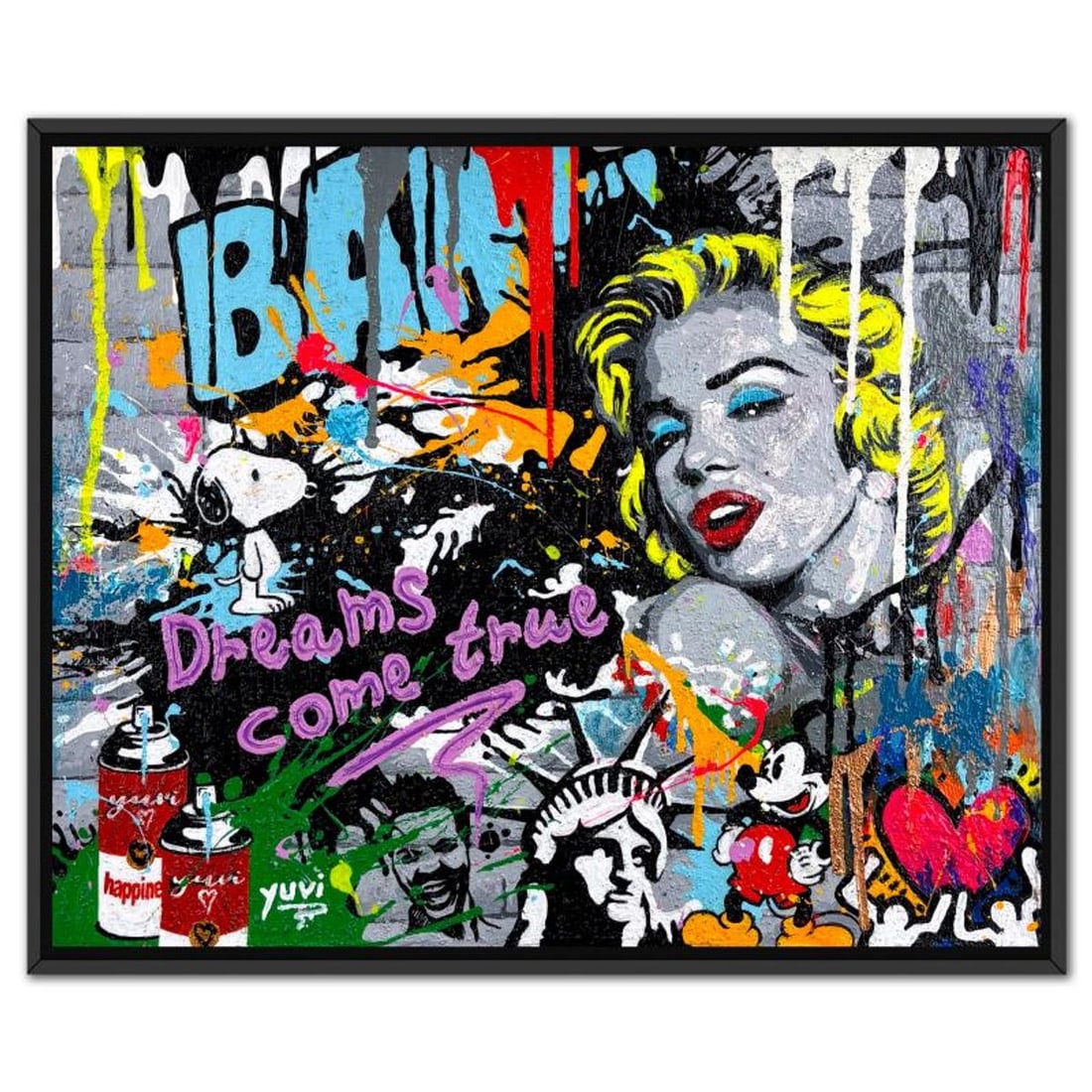 Yuvi, Framed Mixed Media Original on Canvas, Hand Signed with Letter of Authenticity.: This is a mixed media original on canvas by Yuvi, hand signed by the artist. This piece comes custom framed. Includes Letter of Authenticity. Measures approx. 17.5" x 21.5" (frame), 16" x 20"