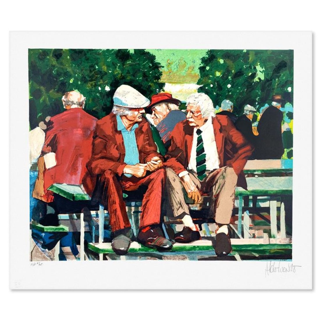 Aldo Luongo, "Conversation" Hand Signed Limited Edition Lithograph, AP Numbered 18/35 with Letter of (1 of 2)