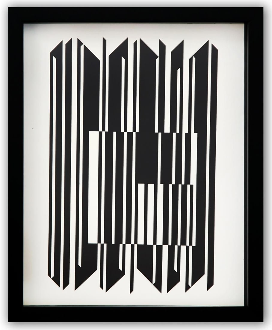 Victor Vasarely- Heliogravure Print "Untitled": Artist: Victor Vasarely. Medium: Heliogravure Print. Title: Untitled. Size: 14" x 11". Measures approx. 15" x 12" (framed). Additional: Custom Framed. Reference#: 21567.