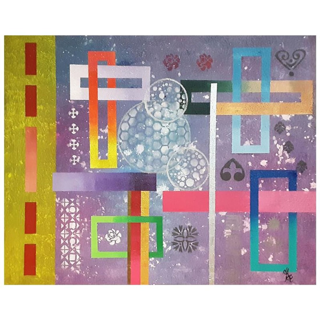 George Marlowe (d. 2026), "Covid-19, Day 50" Hand Signed Original Acrylic Painting on Canvas with (1 of 2)