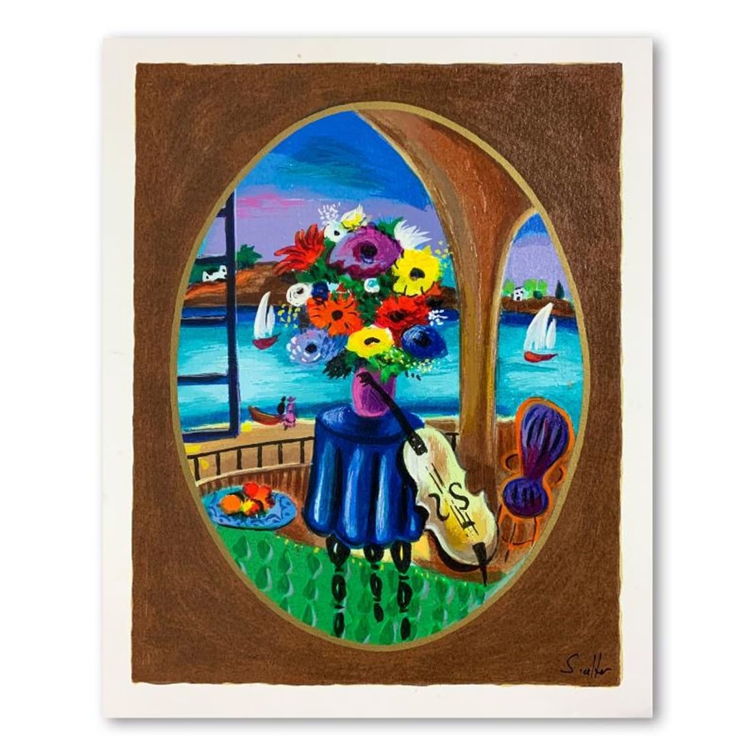 Shlomo Alter (1936-2021), "Balcony Flowers" Hand Signed Limited Edition Serigraph on Paper with: Balcony Flowers is a limited edition serigraph on paper by Shlomo Alter (1936-2021). It is numbered and hand signed and includes a letter of authenticity. Measures approximately 11" x 14" (image). Ref