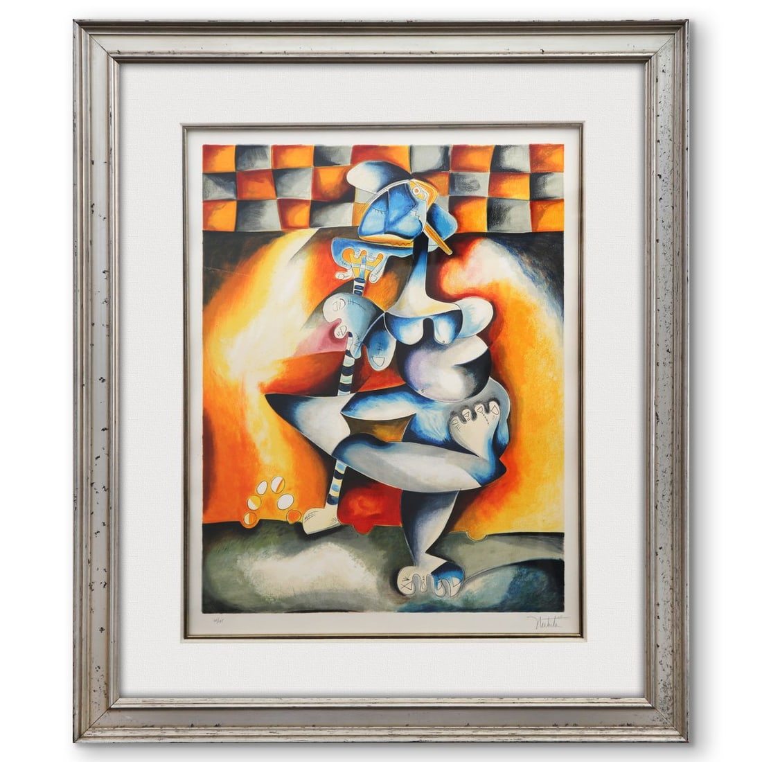 Alexandra Nechita- Lithograph on paper "The Golfer": Artist: Alexandra Nechita. Medium: Lithograph on paper. Title: The Golfer. Size: 29" x 22". Measures approx. 41" x 35" (framed). Signature: Signed and numbered. Certificate of Authenticity: Is include
