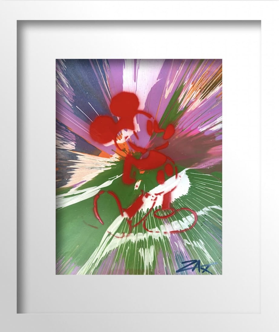 E.M. Zax- 1/1 Acrylic Paint on paper "Mickey": Artist: E.M. Zax. Medium: 1/1 Acrylic Paint on paper. Title: Mickey. Measures approx. 14" x 16" (framed). Signature: Hand Signed. Reference#: 36385.