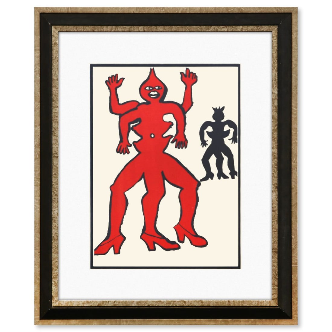 Alexander Calder- Lithograph "DLM212 - UNE FAMILLE DE LÃ€-BAS II": Artist: Alexander Calder. Medium: Lithograph. Title: DLM212 - UNE FAMILLE DE LÃ€-BAS II. Size: 15" x 11". Measures approx. 23" x 19" (framed). Certificate of Authenticity: Is included. Reference