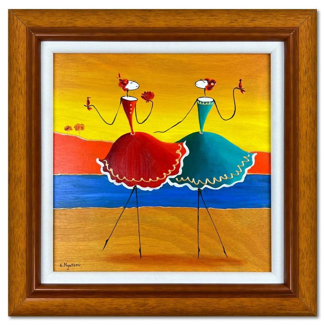 Ester Myatlov, Framed Hand Signed Original Painting on Wood Panel with Letter of Authenticity.