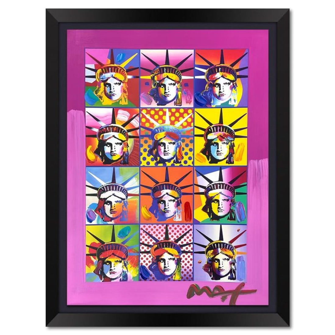 Peter Max, "Liberty & Justice" Framed One-of-a-Kind Acrylic Mixed Media, Hand Signed with (1 of 3)