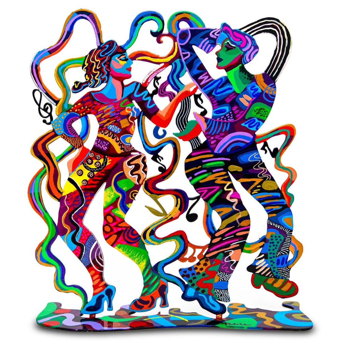 Patricia Govezensky- Original Free Standing Sculpture "Dancing Couple": Artist: Patricia Govezensky. Medium: Original Free Standing Sculpture. Title: Dancing Couple. Size: 12" x 10.5". Signature: Hand Signed by the artist. Certificate of Authenticity: Is included. Additio