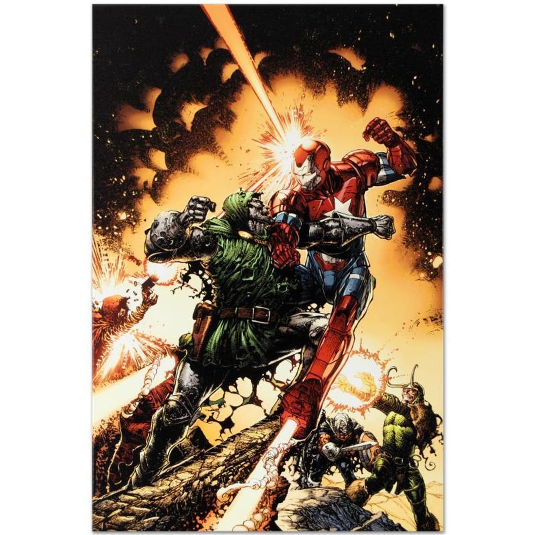 Marvel Comics "Siege: The Cabal #1" Numbered Limited Edition Giclee on Canvas by David Finch with: A piece of comic book history, this limited edition, from original art by David Finch, depicts an epic battle between Iron Patriot and Dr. Doom. In 2003, Finch came to Marvel Comics for a year-long ar