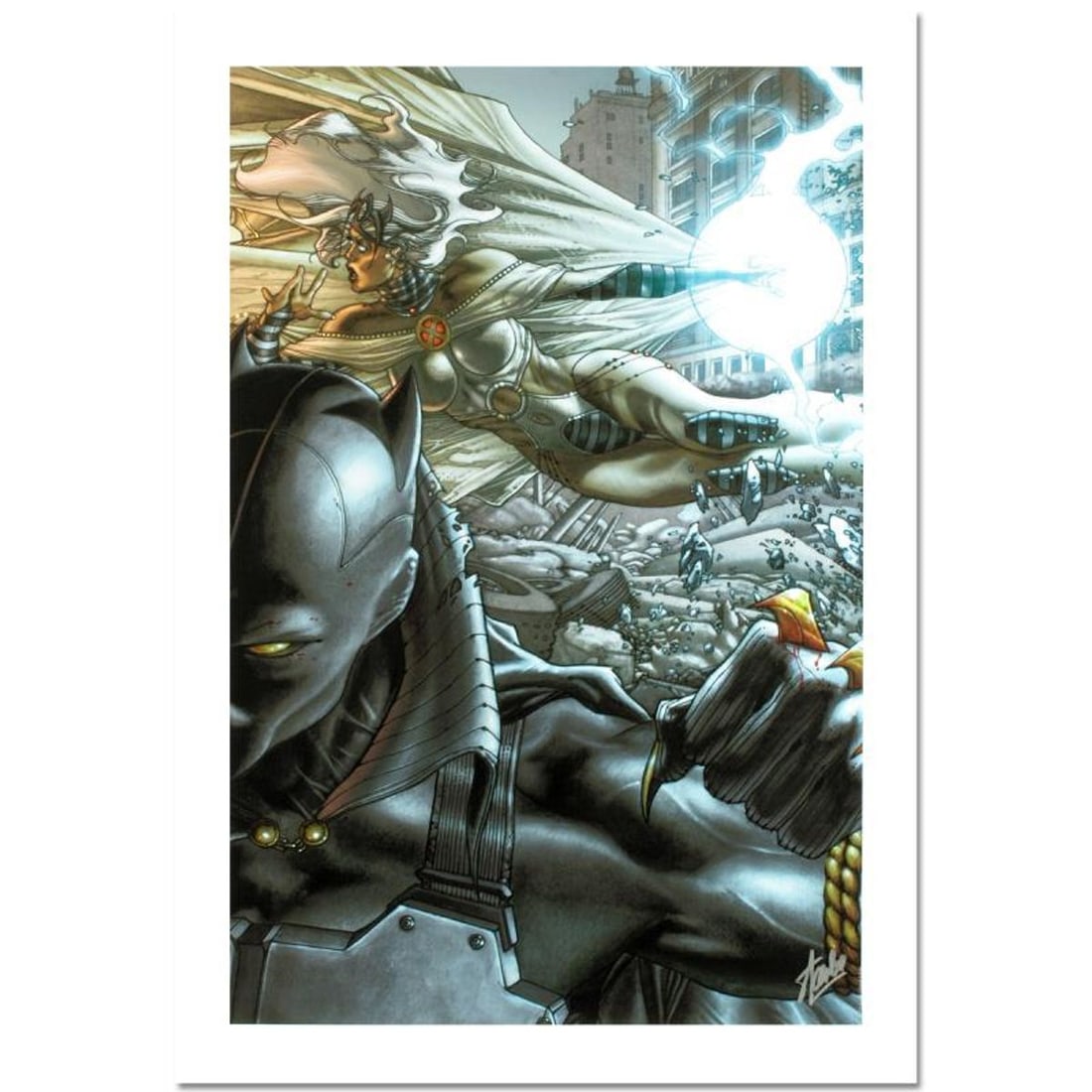 Stan Lee Signed, Marvel Comics Limited Edition Canvas 10/10 "The Man Without Fear #520" with: Black Panther The Man Without Fear #520 is a limited edition giclee on canvas with art by Simone Bianchi. Officially licensed by Marvel, this piece is numbered 10/10 and hand signed by creative legend