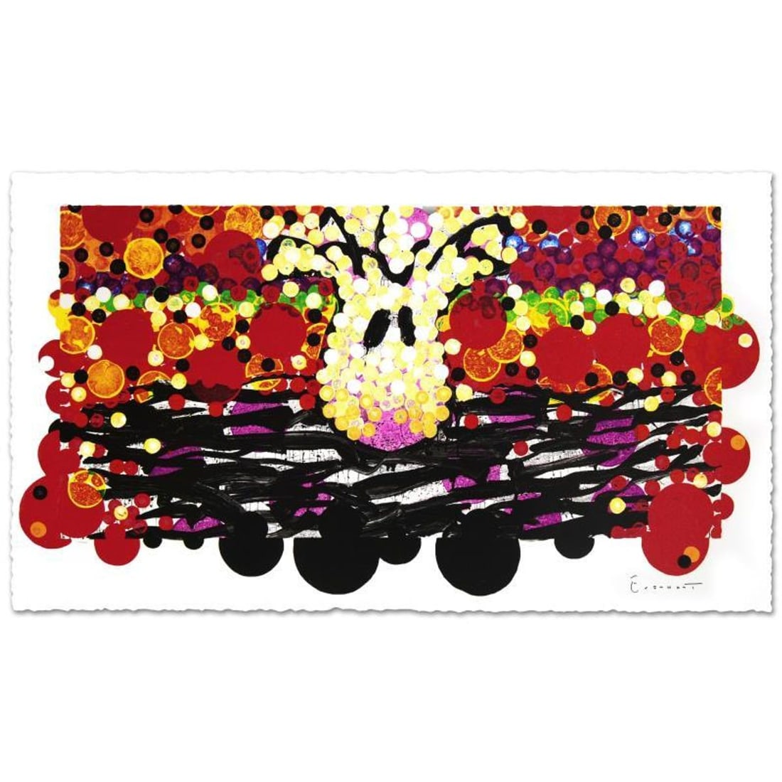 Calmly Insane In My Nest Limited Edition Hand Pulled Original Lithograph (52" x 27") by Renowned: Calmly Insane In My Nest is a limited edition hand pulled original lithograph on museum quality deckle-edge paper, numbered and hand signed by Tom Everhart. This is one of the final Everhart editions 