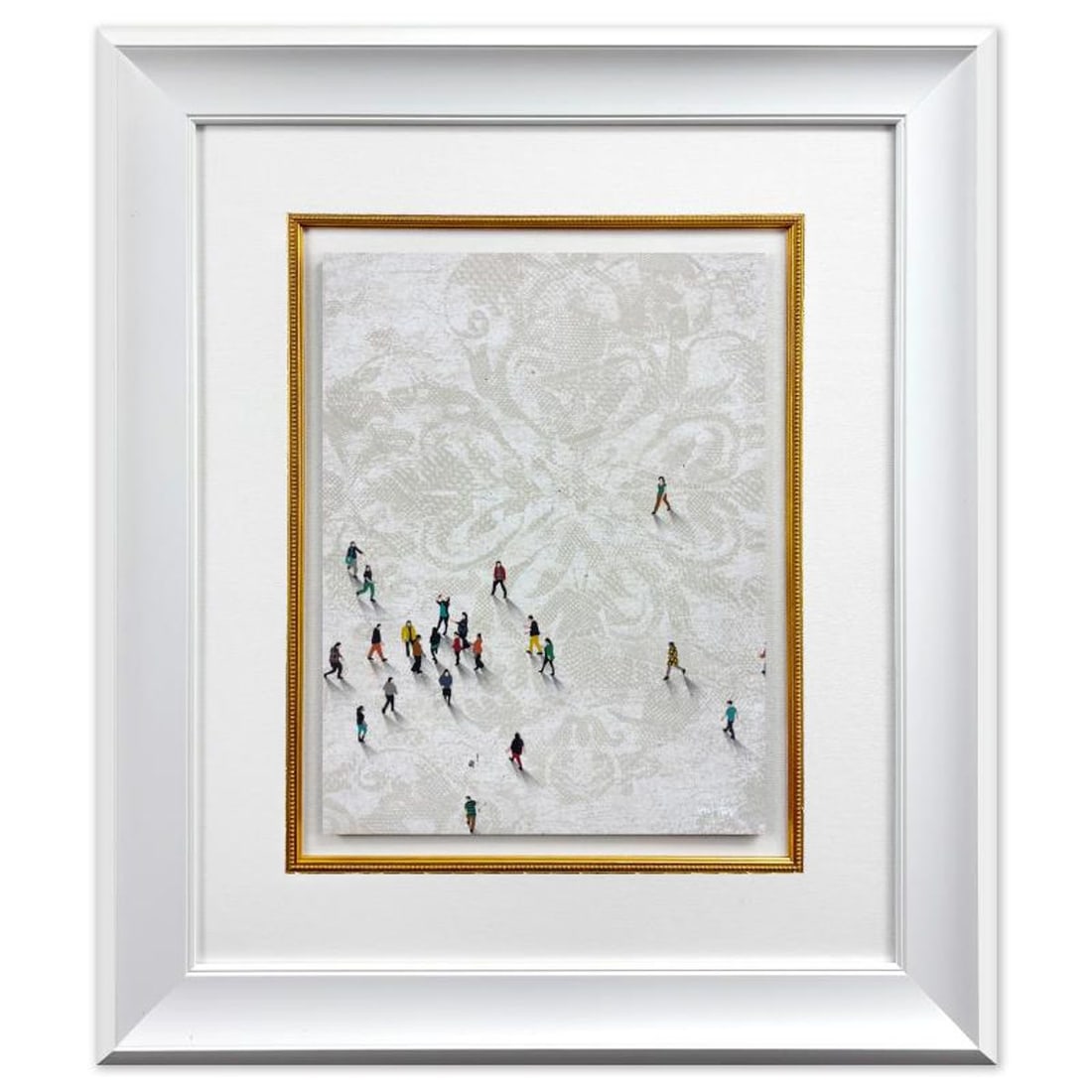 Craig Alan, "Fragments (Populous)" Framed Original Mixed Media on Vintage Wallpaper, Hand Signed (1 of 2)