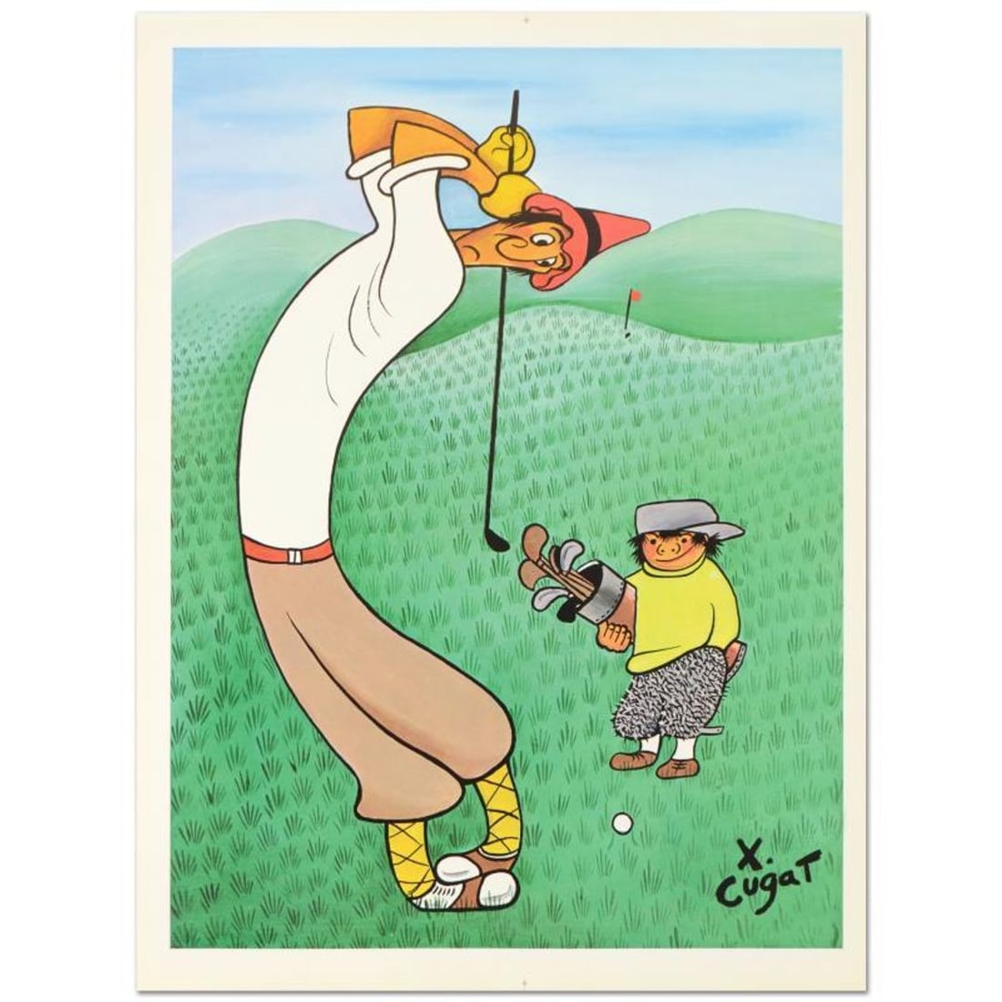 Xavier Cugat (1900-1990), "Skinny Golfer" Limited Edition Lithograph, Numbered and Plate Signed with: Skinny Golfer is a limited edition lithograph on paper by Xavier Cugat (1900-1990), numbered and bearing the plate signature of the artist. Includes Letter of Authenticity. Measures approx. 22" x 28" 