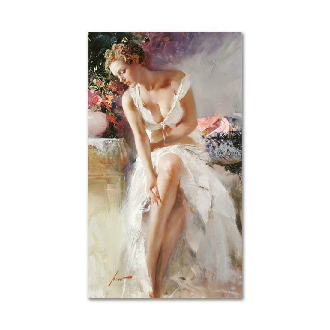 Pino (1939-2010), "Angelica" Hand Embellished Limited Edition on Canvas (24" x 42"), Numbered and: Angelica is a hand embellished limited edition giclee on canvas by Pino (1939-2010), numbered and hand signed. Includes Certificate of Authenticity. Measures approx. 24" x 42" (image). This piece is