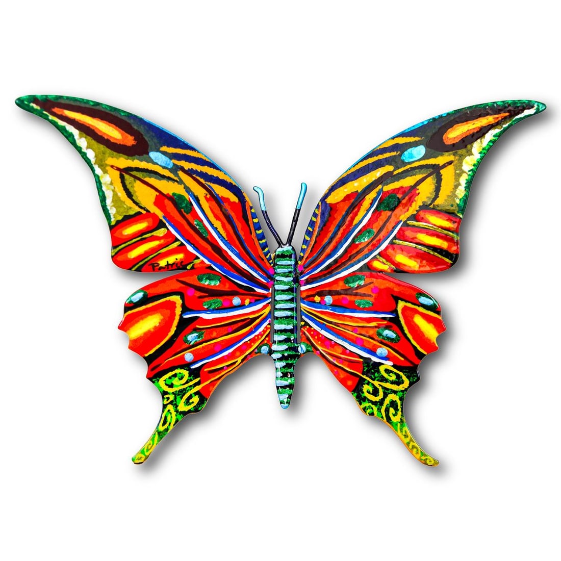 Patricia Govezensky- Original Painting on Cutout Steel "Butterfly": Artist: Patricia Govezensky. Medium: Original Painting on Cutout Steel. Title: Butterfly. Size: 5" x 8". Signature: Hand Signed by the Artist. Certificate of Authenticity: From the publisher. Referenc