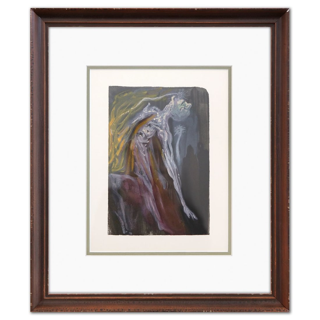 Salvador Dali- Original Color Woodcut on B.F.K. Rives Paper "Inferno 9"
