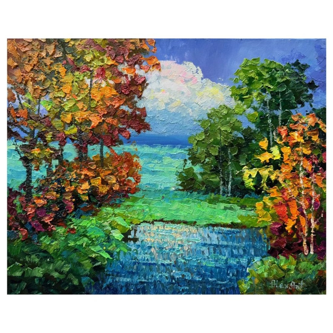 Alexander Antanenka, "Azure Sky" Hand Signed Original Painting on Canvas with Letter of: Azure Sky is an original oil painting on stretched canvas by Alexander Antanenka. Hand signed by the artist, the piece comes with a letter of authenticity. Measures approximately 16" x 20" (image).
