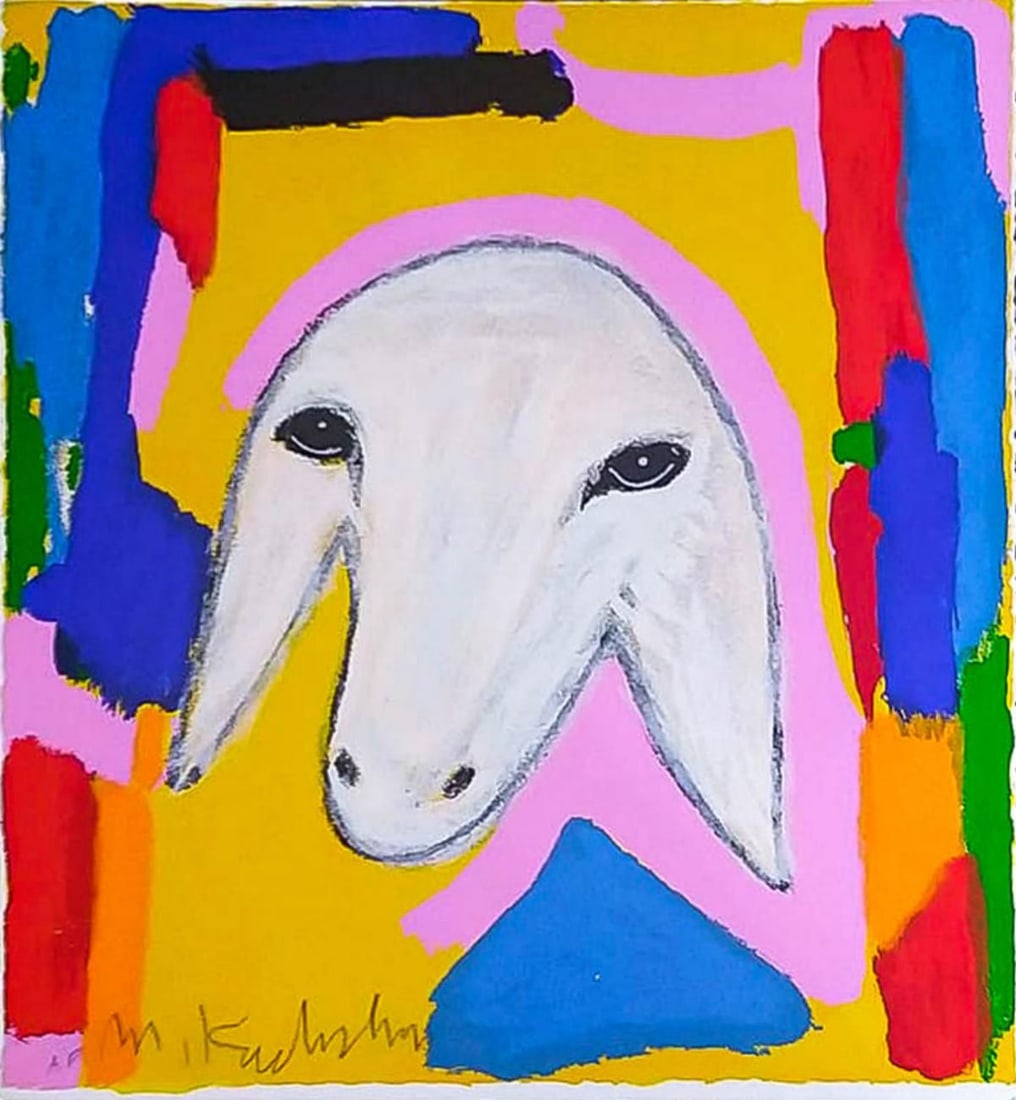 Menashe Kadishman- Original Serigraph "Untitled": Artist: Menashe Kadishman. Medium: Original Serigraph. Title: Untitled. Size: 14" x 14". Signature: Hand Signed by the artist. Certificate of Authenticity: Is included. Reference#: 13025.