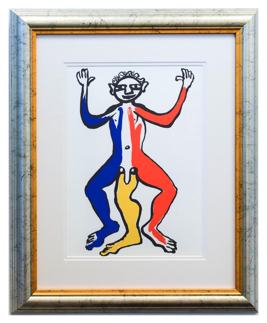 Alexander Calder- Lithograph "DLM212 - Un patriote": Artist: Alexander Calder. Medium: Lithograph. Title: DLM212 - Un patriote. Size: 15" x 11". Measures approx. 23.5" x 19" (framed). Certificate of Authenticity: Is included. Additional: Year : 1975. Re