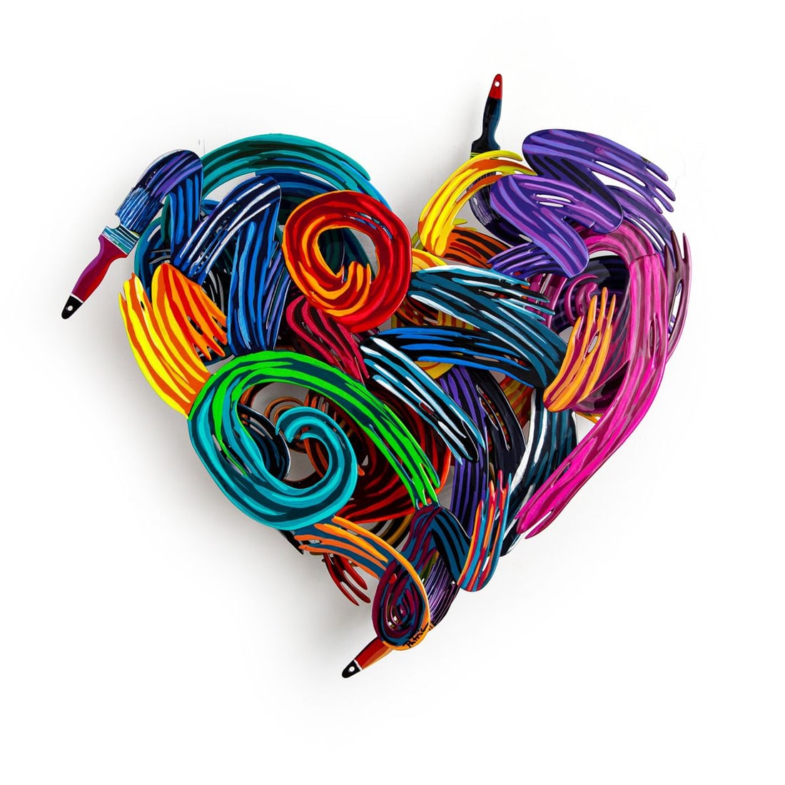 Patricia Govezensky- Original Painting on Cutout Steel "Colors of Love (Mini Series)": Artist: Patricia Govezensky. Medium: Original Painting on Cutout Steel. Title: Colors of Love (Mini Series). Size: 15" x 15". Signature: Hand Signed by the Artist. Certificate of Authenticity: Is incl