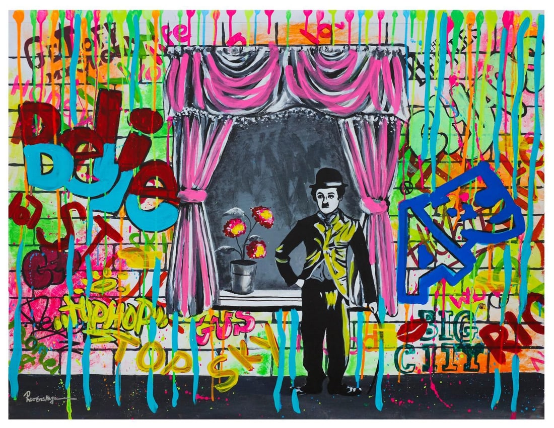 Nastya Rovenskaya- Mixed Media "Comedy Time": Artist: Nastya Rovenskaya. Medium: Mixed Media. Title: Comedy Time. Size: 30" x 40". Signature: Hand Signed by the artist. Certificate of Authenticity: From the publisher. Reference#: 20788.