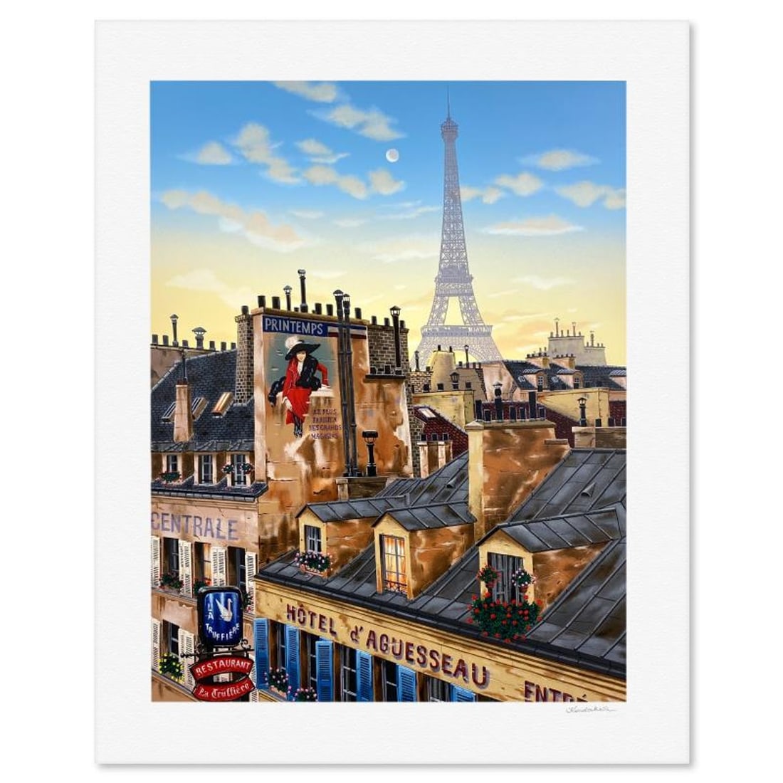 Liudmila Kondakova, "Paris Morning (Rooftops of Paris)" Limited Edition Serigraph, Numbered and Hand: Paris Morning (Rooftops of Paris) is a limited edition serigraph on paper by Liudmila Kondakova, hand signed by the artist. Includes Letter of Authenticity. Measures approx. 31" x 25" (border), 25.5" 