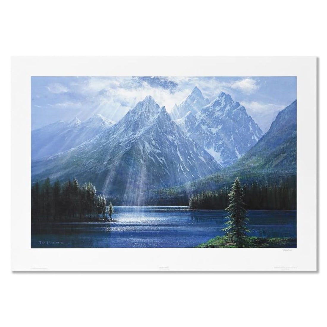Peter Ellenshaw (1913-2007), "Splendor of The Tetons" Limited Edition Lithograph, Numbered and Hand: Splendor of The Tetons is a limited edition lithograph on paper by Peter Ellenshaw (1913-2007), numbered and hand signed by the artist. Includes Letter of Authenticity. Measures approx. 37.5" x 25.5" 