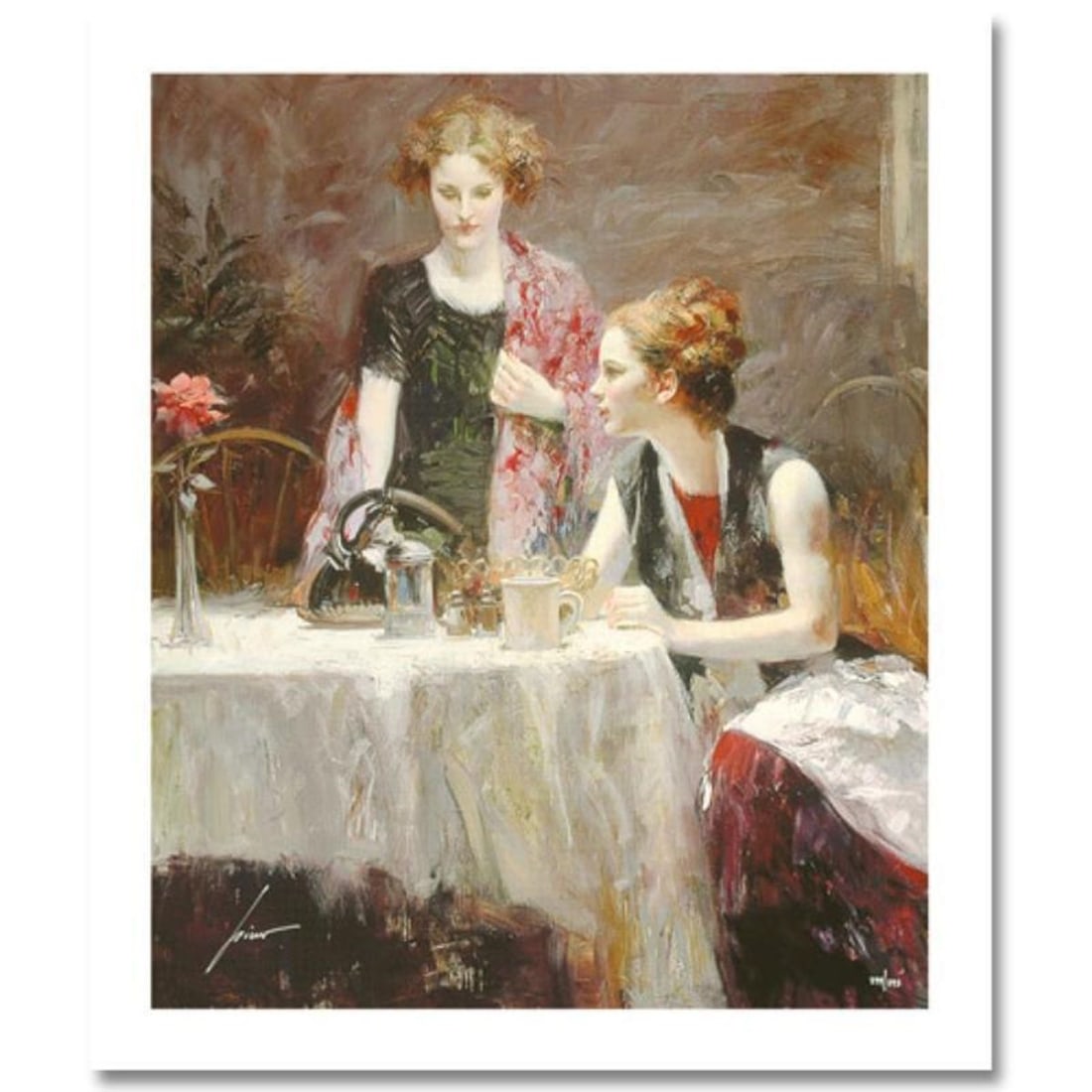 Pino (1939-2010) "After Dinner" Limited Edition Giclee. Numbered and Hand Signed; Certificate of: After Dinner is a limited edition giclee on paper by Pino (1939-2010). The piece comes numbered and is hand signed by the artist. Includes Certificate of Authenticity. Measures approximately 20 x 16" 