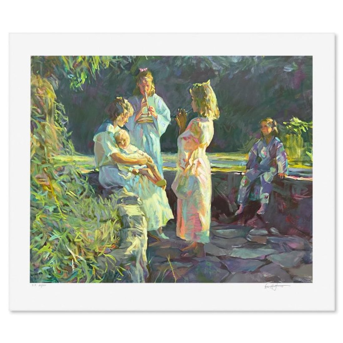 Don Hatfield, "Flute Player" Limited Edition Printer's Proof, Numbered 20/20 and Hand Signed with: Flute Player is a limited edition printer's proof on paper by Don Hatfield, numbered 20/20 and hand signed by the artist. Includes Letter of Authenticity. Measures approx. 30.5" x 37.5" (border), 25" 