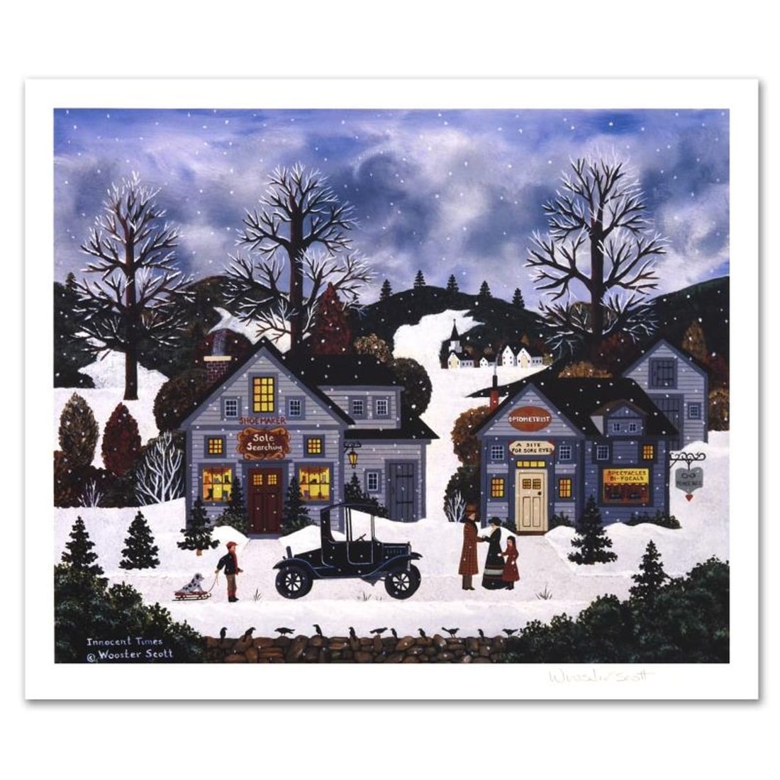 Jane Wooster Scott, "Innocent Times" Hand Signed Limited Edition Lithograph with Letter of: Innocent Times is a limited edition lithograph on paper by Jane Wooster Scott. The piece is hand signed and numbered and comes with a letter of authenticity. Measures approx. 17" x 14" (with border), 