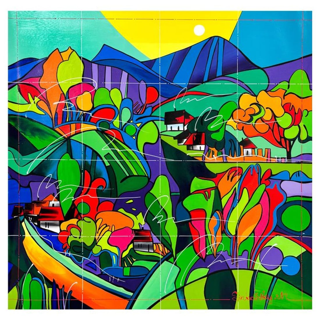 Natalia Sinkovsky, Original Acrylic Painting on Canvas, Hand Signed with Letter of Authenticity.: This is an original acrylic painting on canvas by Natalia Sinkovsky, hand signed by the artist. Includes Letter of Authenticity. Measures approx. 31.5" x 31.5" (image).
