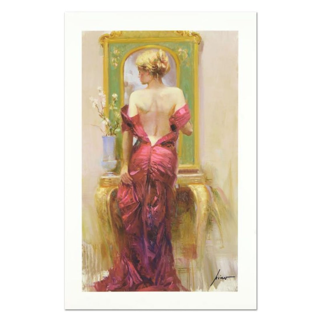 Pino (1939-2010), "Elegant Seduction" Hand Signed Limited Edition on Canvas with Certificate of