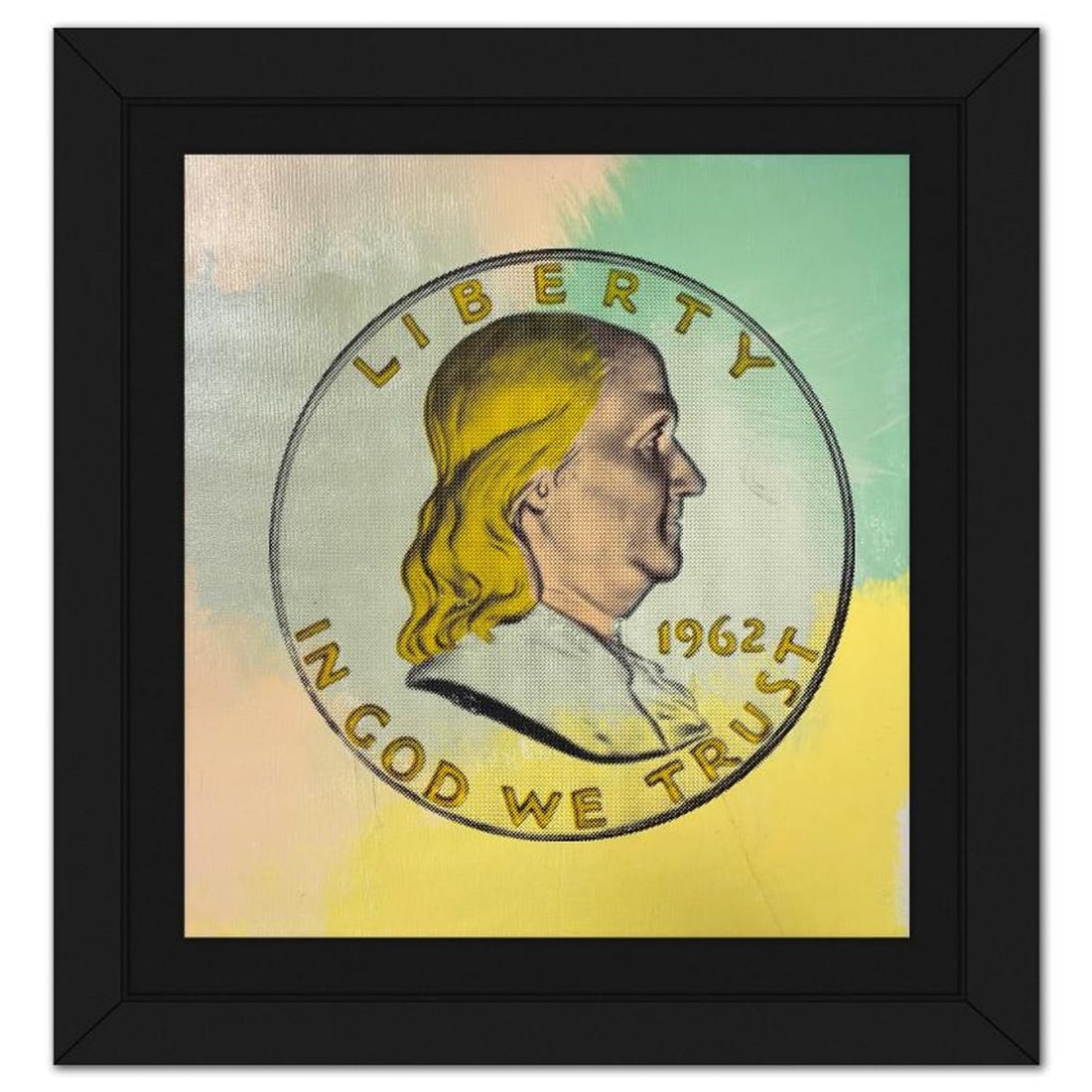 Steve Kaufman (1960-2010), "Ben Half Dollar" Framed Hand Embellished Limited Edition Silscreen, (1 of 2)