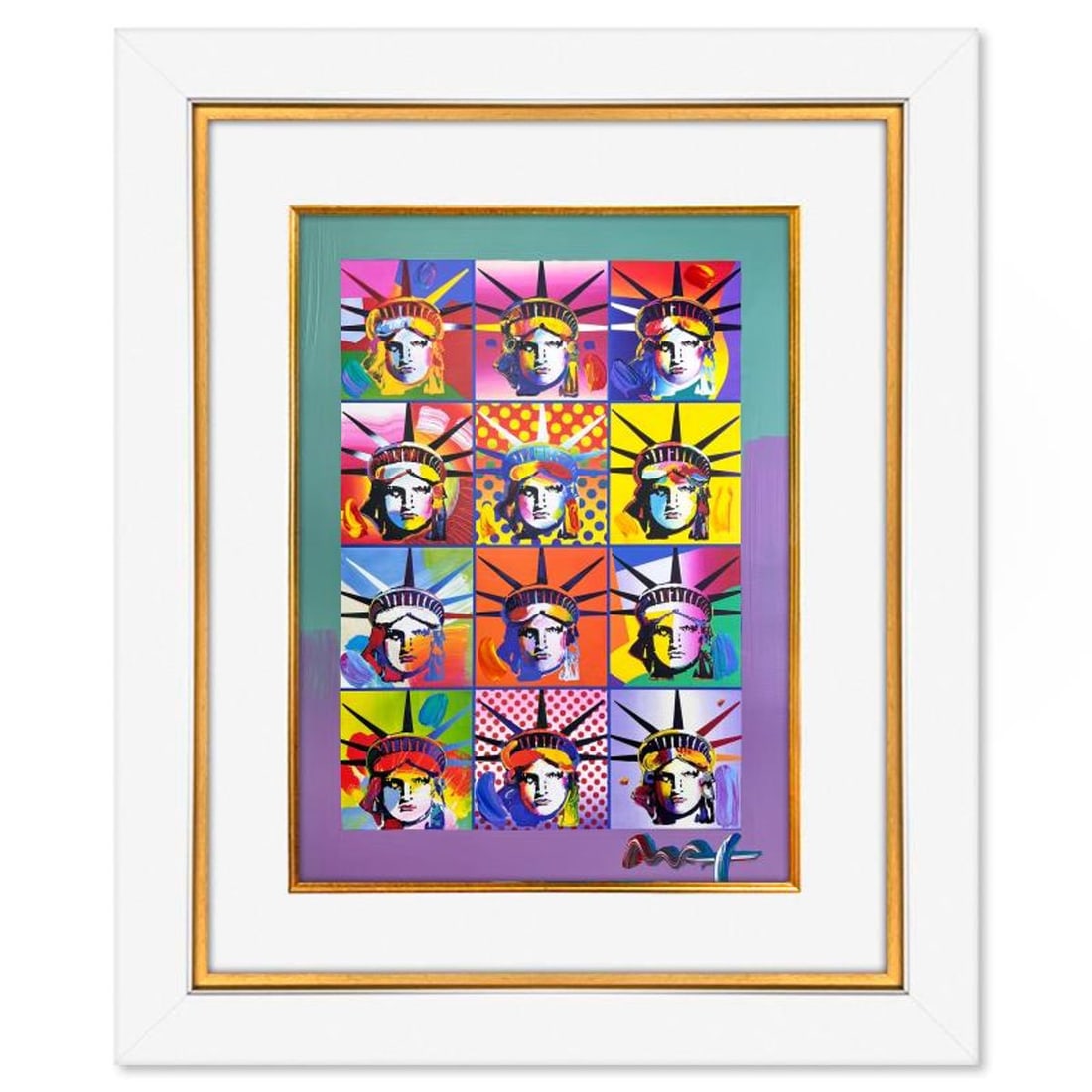 Peter Max, "Liberty & Justice" Framed One-of-a-Kind Mixed Media, Hand Signed with Registration (1 of 2)