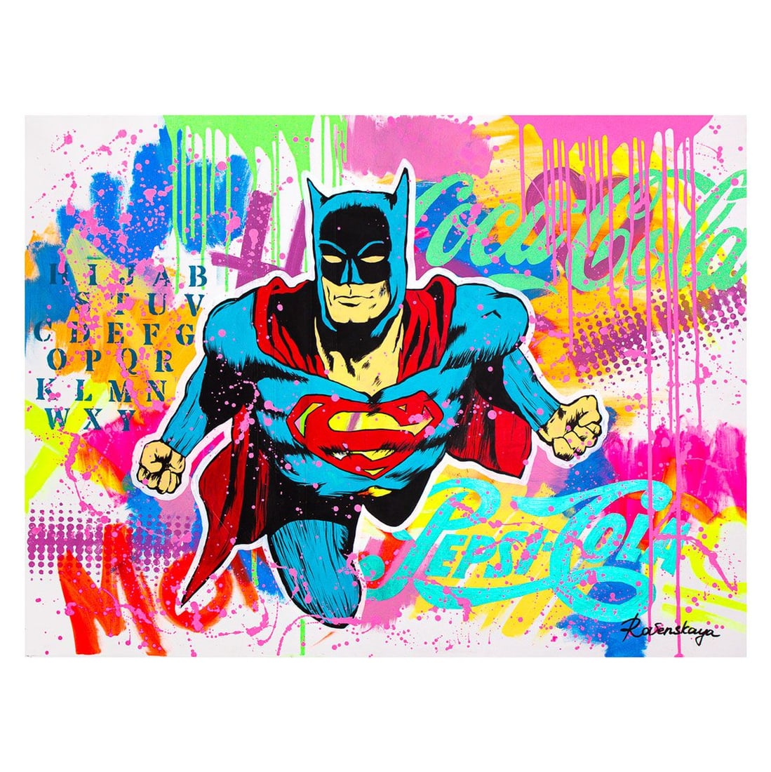 Nastya Rovenskaya- Original Oil on Canvas "Superhero": Artist: Nastya Rovenskaya. Medium: Original Oil on Canvas. Title: Superhero. Size: 30" x 40". Signature: Hand Signed by the artist. Certificate of Authenticity: From the publisher. Reference#: 34475.