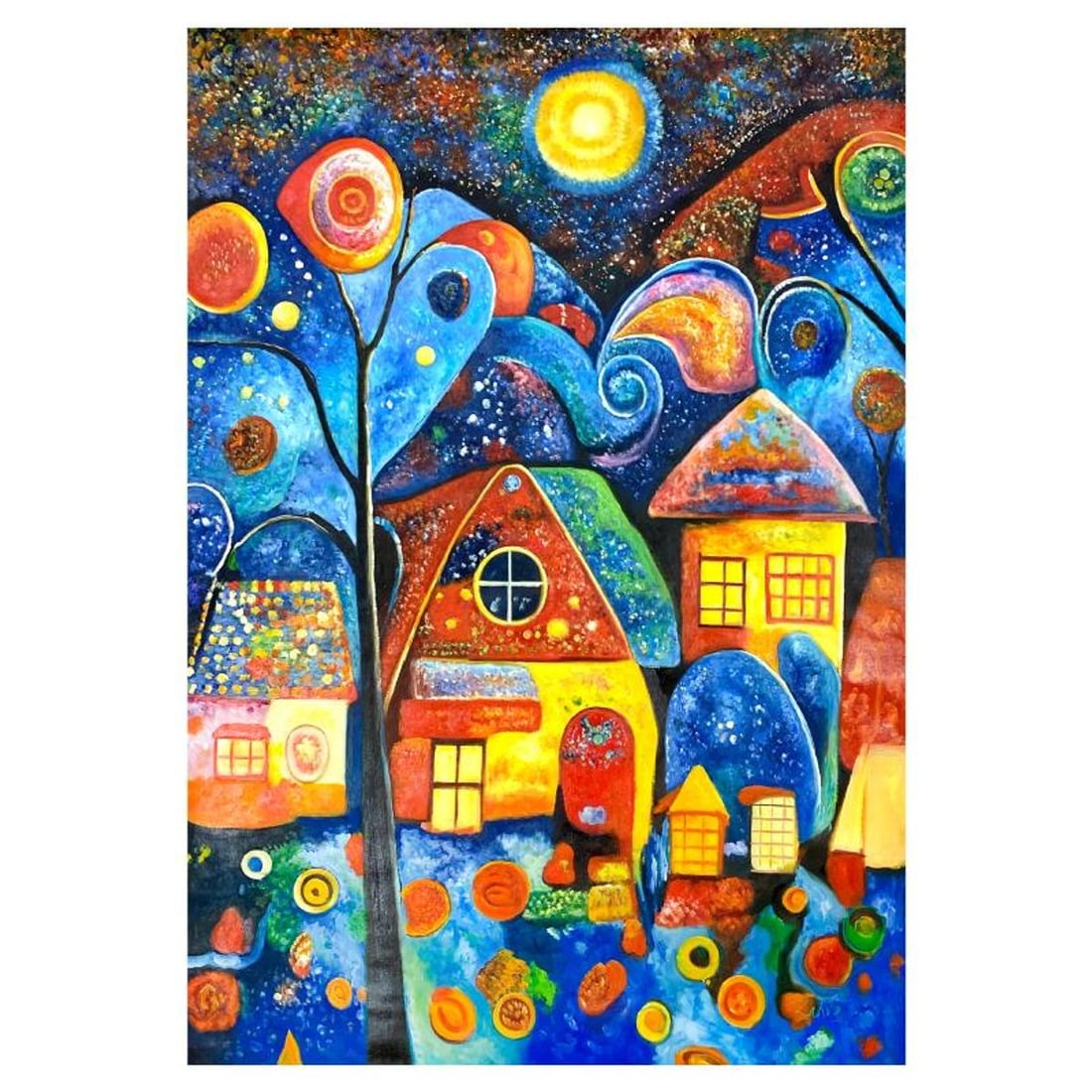 Zahra, Original Acrylic Painting on Canvas (50" x 35"), Hand Signed with Letter of Authenticity