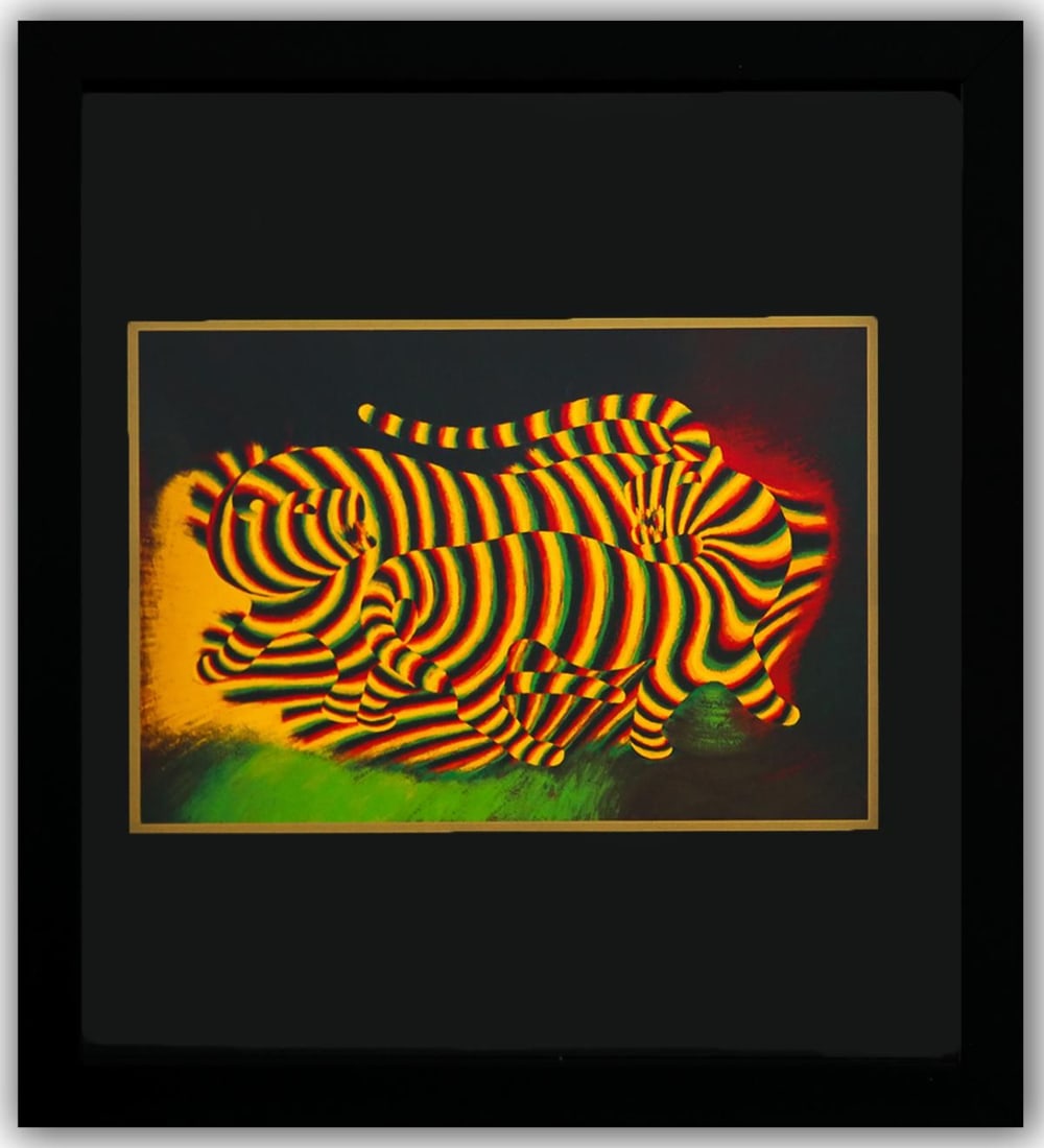 Victor Vasarely- Heliogravure Print "Untitled": Artist: Victor Vasarely. Medium: Heliogravure Print. Title: Untitled. Size: 11" x 10". Measures approx. 13" x 12" (framed). Additional: Custom Framed. Reference#: 21477.