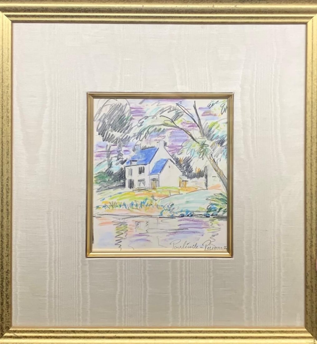 Paul Emmile Pissarro- Pastel Drawing on paper: Artist: Paul Emmile Pissarro. Medium: Pastel Drawing on paper. Size: 8" x 8". Measures approx. 16" x 16" (framed). Signature: Signed. Certificate of Authenticity: Is included. Reference#: 69910.