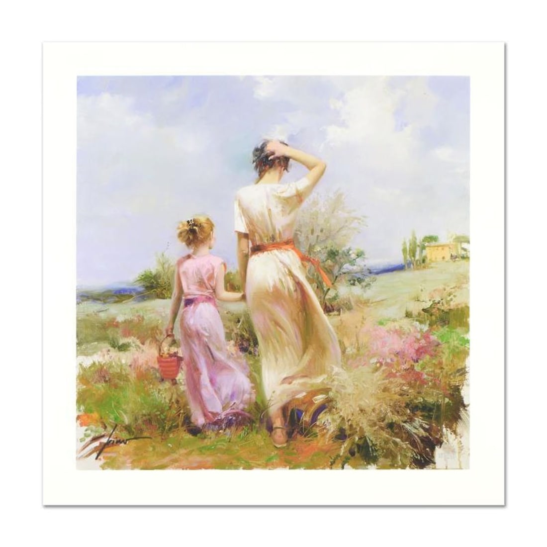 Pino (1939-2010), "Tuscan Stroll" Hand Signed Limited Edition with Certificate of Authenticity.: Tuscan Stroll is a limited edition giclee on paper by Pino (1939-2010), numbered and hand signed by the artist. Includes Certificate of Authenticity. Measures approximately 16" x 16" (image). Referenc