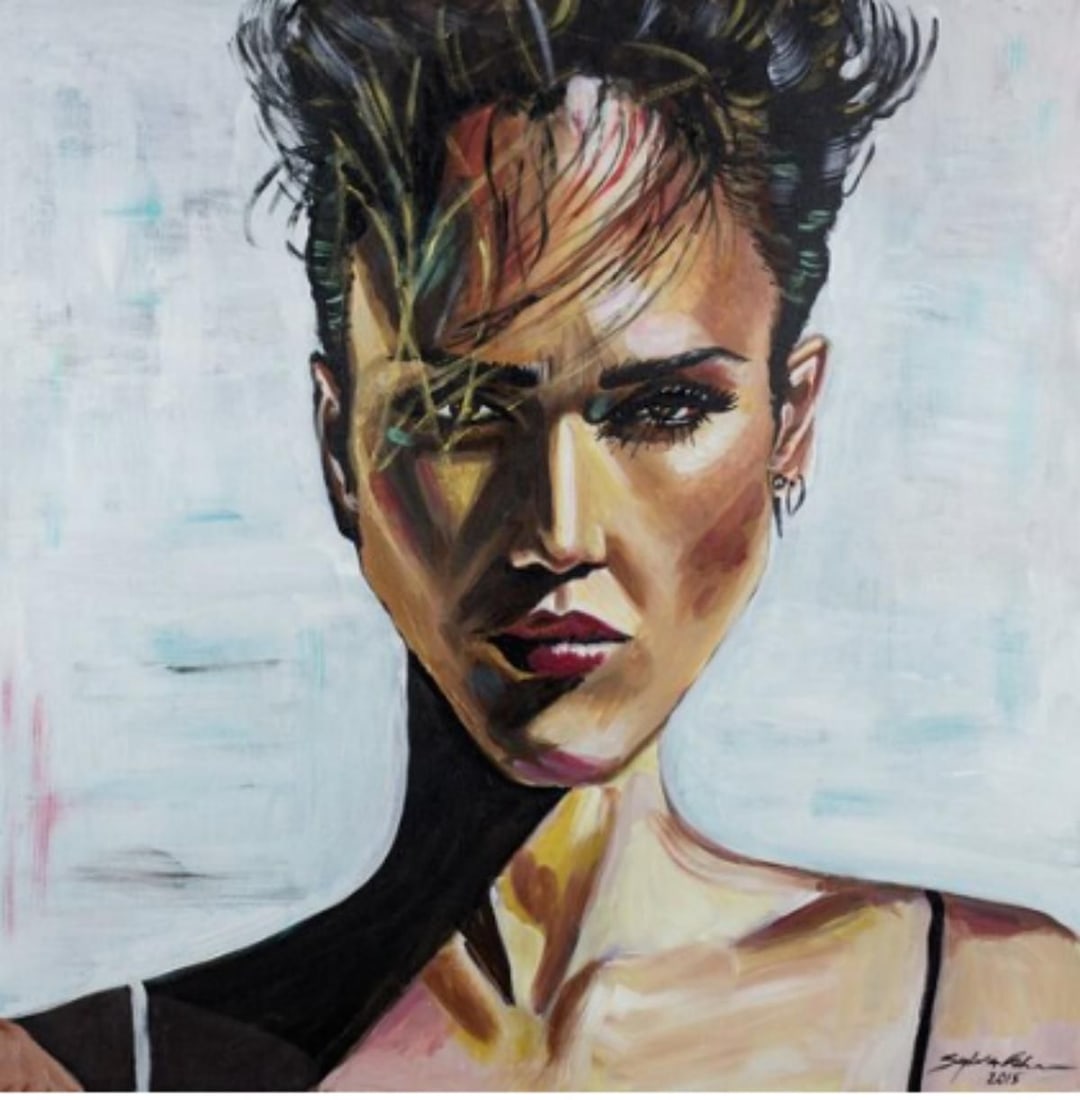 Sylvia Cohen- Acrylic on Metal "Beach Day": Artist: Sylvia Cohen. Medium: Acrylic on Metal. Title: Beach Day. Size: 30" x 30". Signature: Signed. Reference#: 28581.