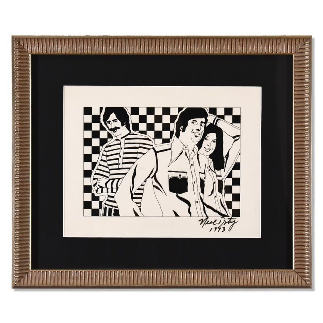 Neal Doty (1941-2016), Framed Original Pen and Ink Drawing, Dated 1973 and Hand Signed with Letter: This is an original pen and ink drawing on paper by Neal Doty (1941-2016), dated 1973 and hand signed by the artist. This piece comes custom framed. Includes Letter of Authenticity. Measures approx. 1