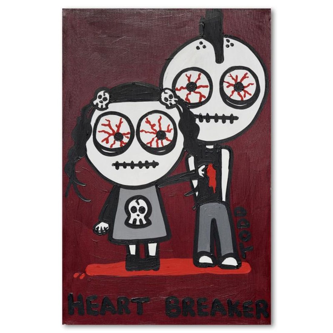 Todd Goldman, "Heart Breaker" Original Acrylic Painting on Gallery Wrapped Canvas (24" x 36"), Hand (1 of 2)